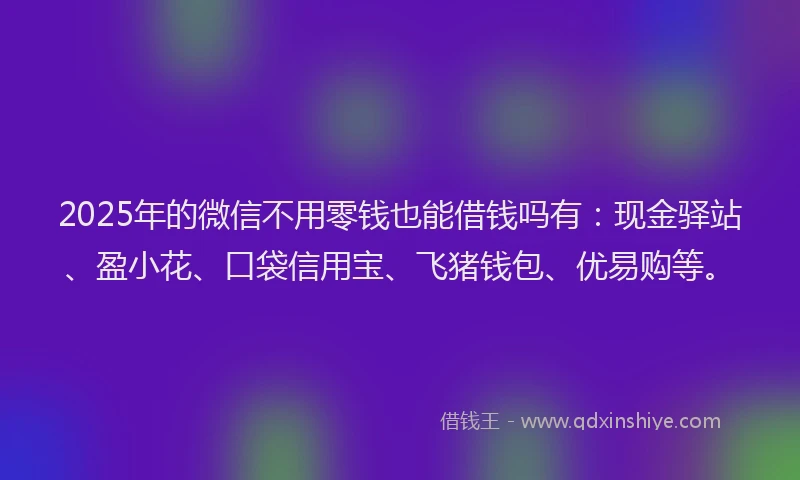 2025年的微信不用零钱也能借钱吗有：现金驿站、盈小花、口袋信用宝、飞猪钱包、优易购等。