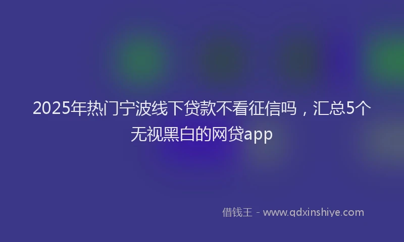 2025年热门宁波线下贷款不看征信吗，汇总5个无视黑白的网贷app