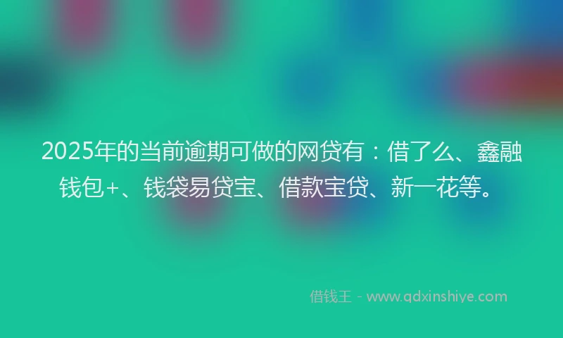 2025年的当前逾期可做的网贷有：借了么、鑫融钱包+、钱袋易贷宝、借款宝贷、新一花等。
