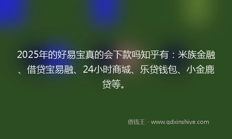 2025年的好易宝真的会下款吗知乎有：米族金融、借贷宝易融、24小时商城、乐贷钱包、小金鹿贷等。