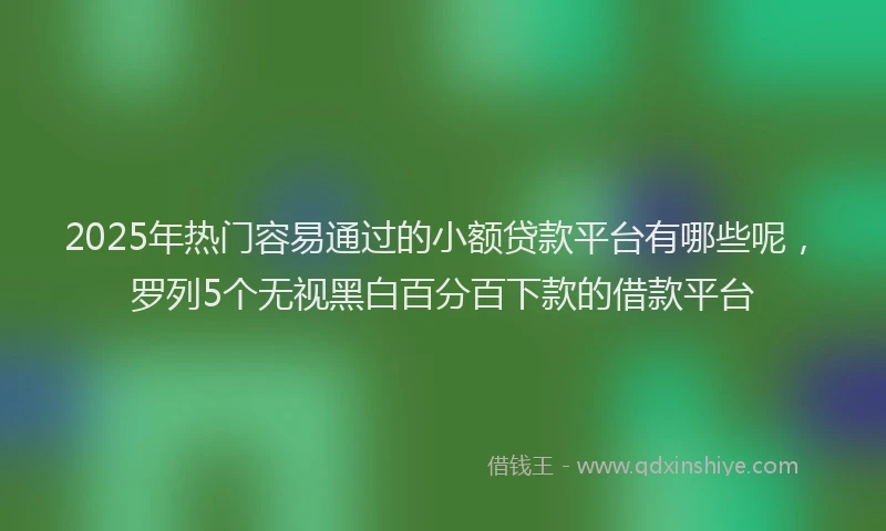 2025年热门容易通过的小额贷款平台有哪些呢，罗列5个无视黑白百分百下款的借款平台