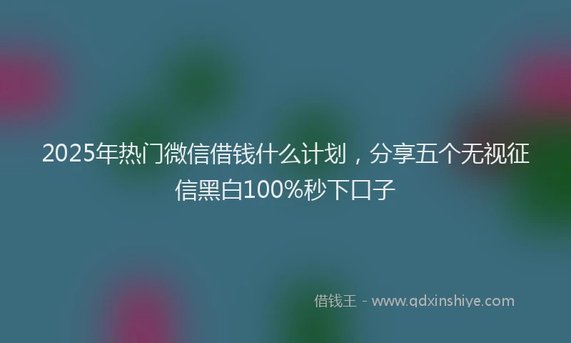 2025年热门微信借钱什么计划，分享五个无视征信黑白100%秒下口子
