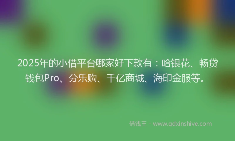 2025年的小借平台哪家好下款有：哈银花、畅贷钱包Pro、分乐购、千亿商城、海印金服等。