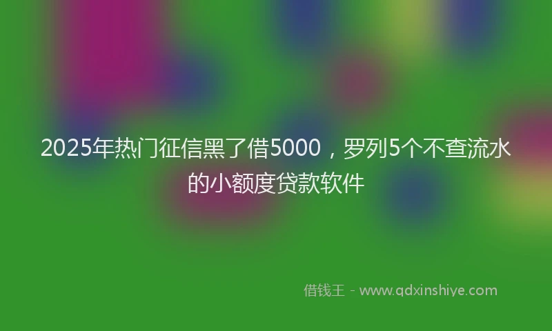 2025年热门征信黑了借5000，罗列5个不查流水的小额度贷款软件