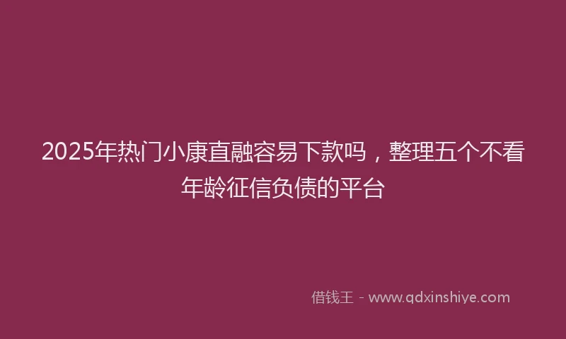 2025年热门小康直融容易下款吗，整理五个不看年龄征信负债的平台