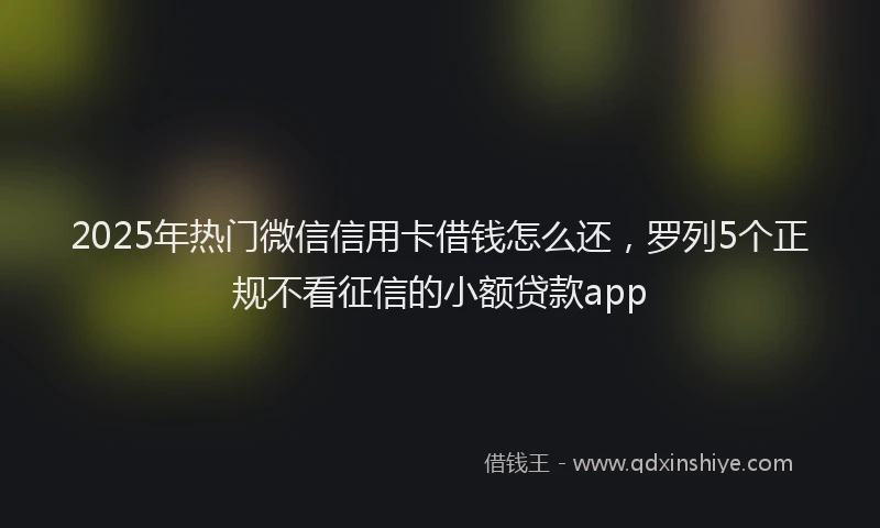2025年热门微信信用卡借钱怎么还，罗列5个正规不看征信的小额贷款app