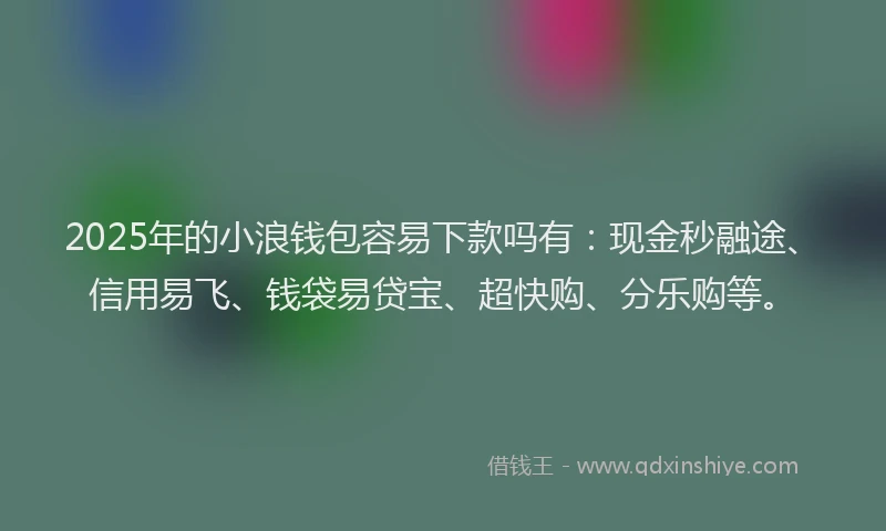 2025年的小浪钱包容易下款吗有：现金秒融途、信用易飞、钱袋易贷宝、超快购、分乐购等。