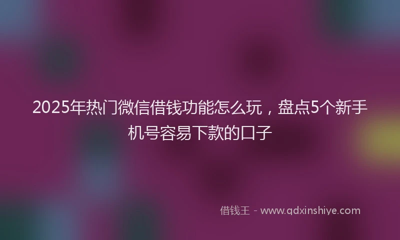 2025年热门微信借钱功能怎么玩，盘点5个新手机号容易下款的口子