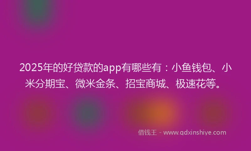 2025年的好贷款的app有哪些有：小鱼钱包、小米分期宝、微米金条、招宝商城、极速花等。