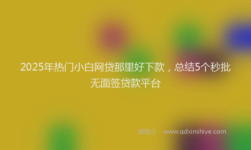 2025年热门小白网贷那里好下款，总结5个秒批无面签贷款平台