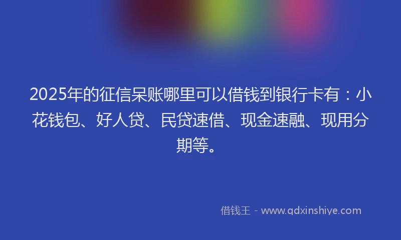 2025年的征信呆账哪里可以借钱到银行卡有：小花钱包、好人贷、民贷速借、现金速融、现用分期等。