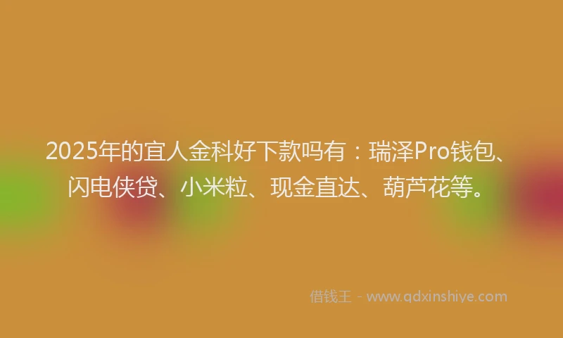 2025年的宜人金科好下款吗有：瑞泽Pro钱包、闪电侠贷、小米粒、现金直达、葫芦花等。