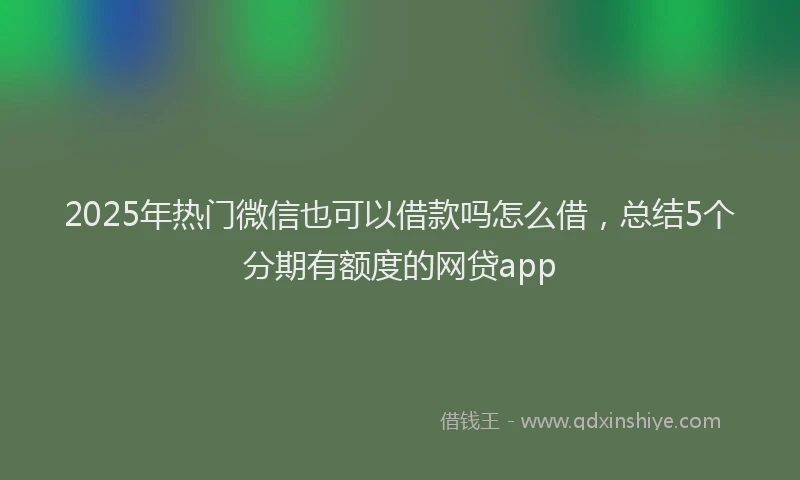 2025年热门微信也可以借款吗怎么借，总结5个分期有额度的网贷app