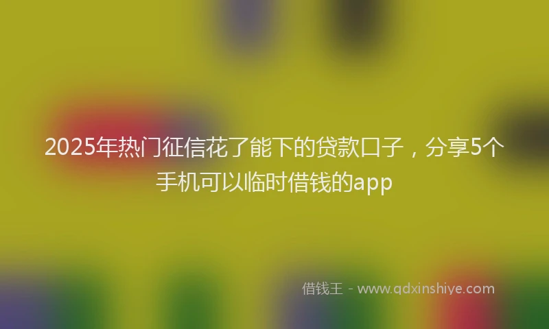 2025年热门征信花了能下的贷款口子，分享5个手机可以临时借钱的app