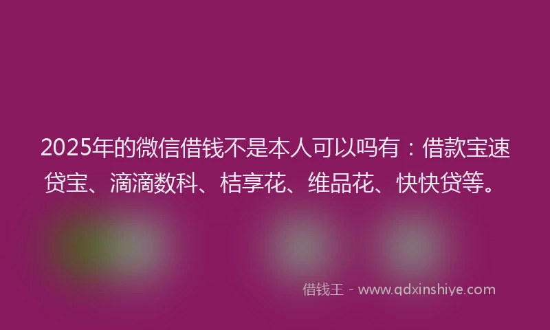 2025年的微信借钱不是本人可以吗有：借款宝速贷宝、滴滴数科、桔享花、维品花、快快贷等。