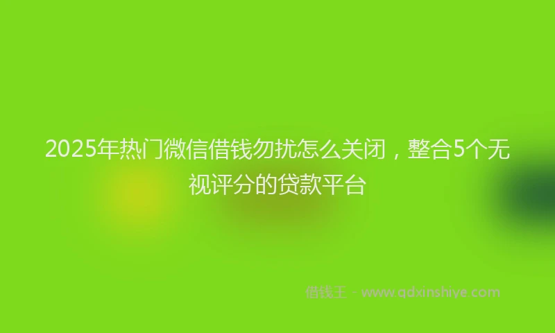 2025年热门微信借钱勿扰怎么关闭，整合5个无视评分的贷款平台