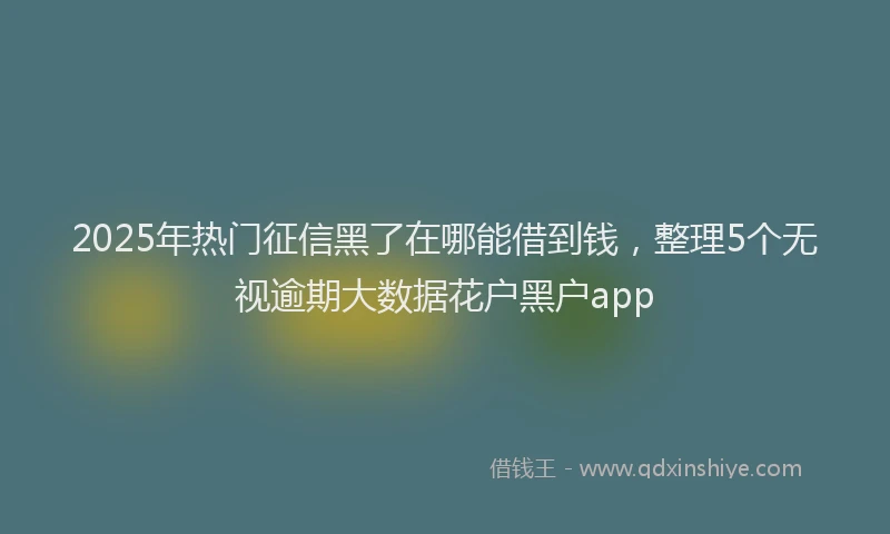 2025年热门征信黑了在哪能借到钱，整理5个无视逾期大数据花户黑户app