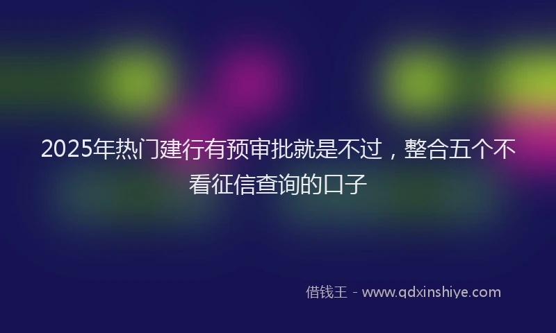 2025年热门建行有预审批就是不过，整合五个不看征信查询的口子