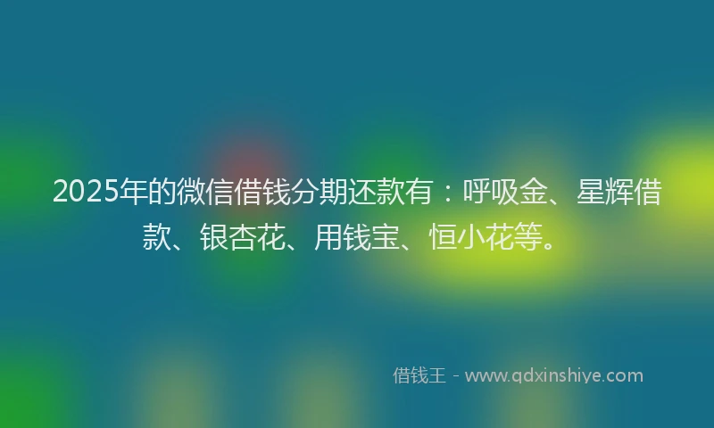 2025年的微信借钱分期还款有：呼吸金、星辉借款、银杏花、用钱宝、恒小花等。