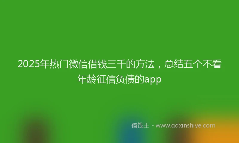 2025年热门微信借钱三千的方法，总结五个不看年龄征信负债的app