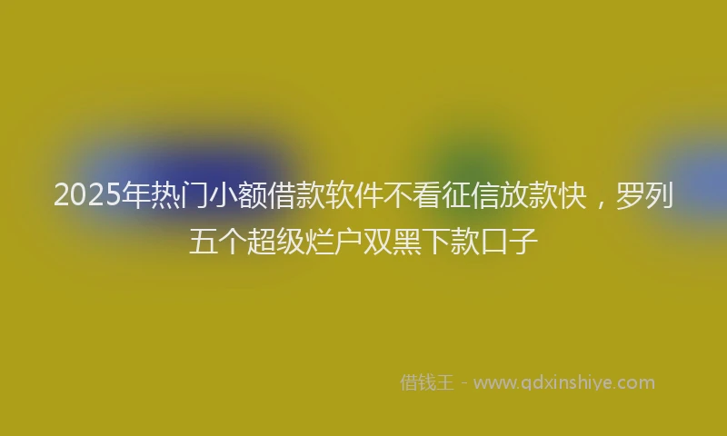 2025年热门小额借款软件不看征信放款快，罗列五个超级烂户双黑下款口子