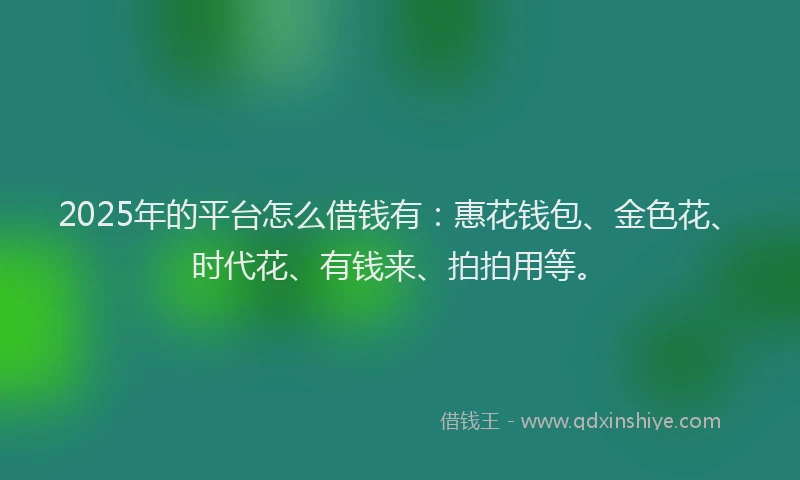 2025年的平台怎么借钱有：惠花钱包、金色花、时代花、有钱来、拍拍用等。