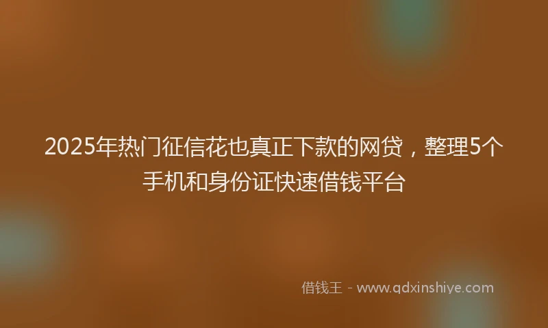 2025年热门征信花也真正下款的网贷，整理5个手机和身份证快速借钱平台
