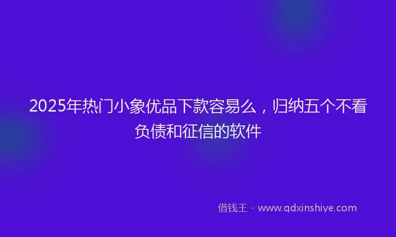 2025年热门小象优品下款容易么，归纳五个不看负债和征信的软件