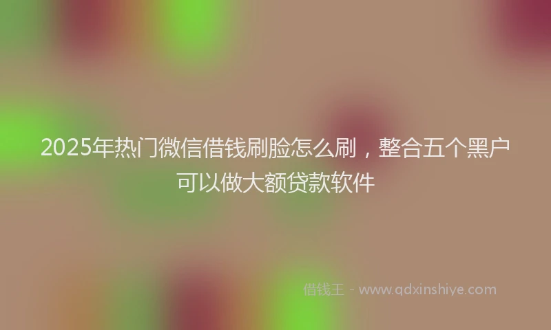 2025年热门微信借钱刷脸怎么刷，整合五个黑户可以做大额贷款软件