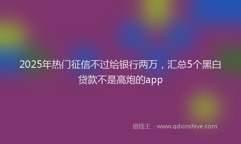 2025年热门征信不过给银行两万，汇总5个黑白贷款不是高炮的app