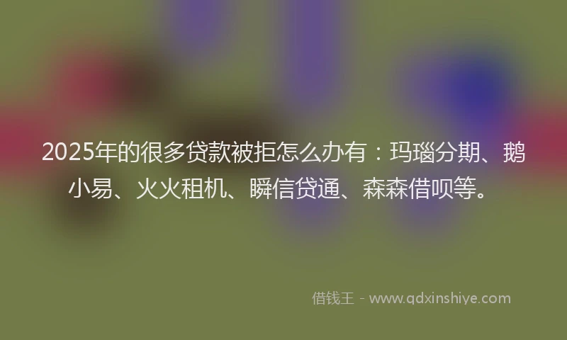 2025年的很多贷款被拒怎么办有：玛瑙分期、鹅小易、火火租机、瞬信贷通、森森借呗等。