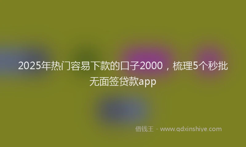 2025年热门容易下款的口子2000，梳理5个秒批无面签贷款app