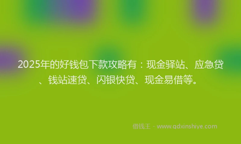 2025年的好钱包下款攻略有：现金驿站、应急贷、钱站速贷、闪银快贷、现金易借等。