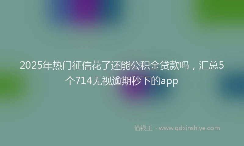 2025年热门征信花了还能公积金贷款吗，汇总5个714无视逾期秒下的app