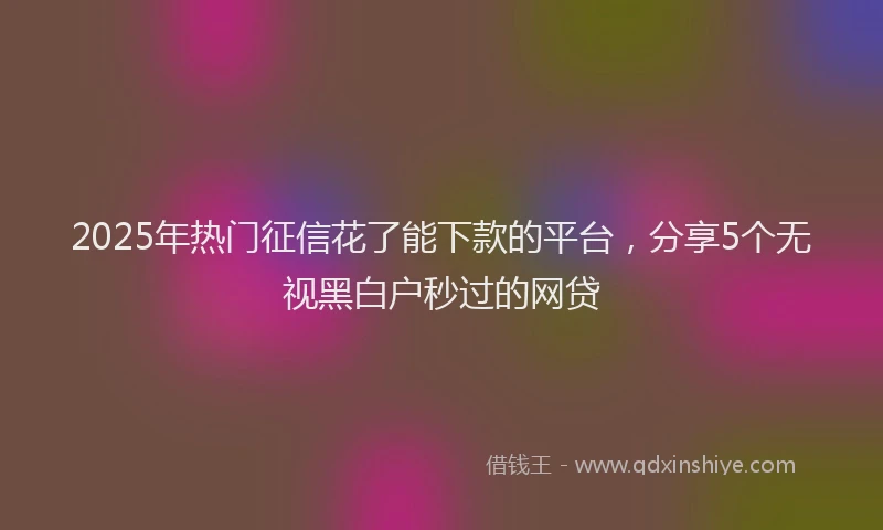 2025年热门征信花了能下款的平台，分享5个无视黑白户秒过的网贷