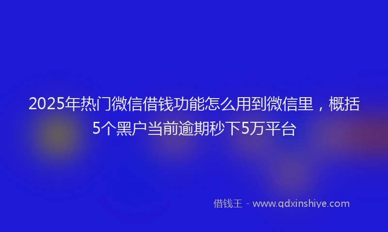 2025年热门微信借钱功能怎么用到微信里，概括5个黑户当前逾期秒下5万平台