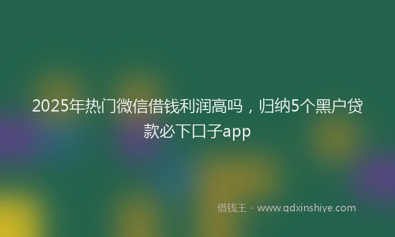 2025年热门微信借钱利润高吗，归纳5个黑户贷款必下口子app