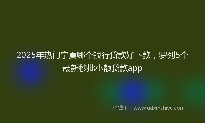 2025年热门宁夏哪个银行贷款好下款，罗列5个最新秒批小额贷款app