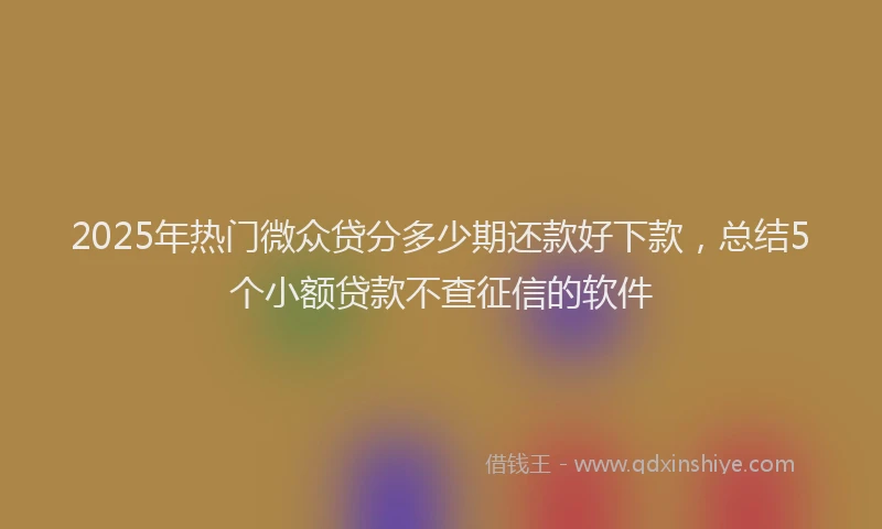 2025年热门微众贷分多少期还款好下款，总结5个小额贷款不查征信的软件