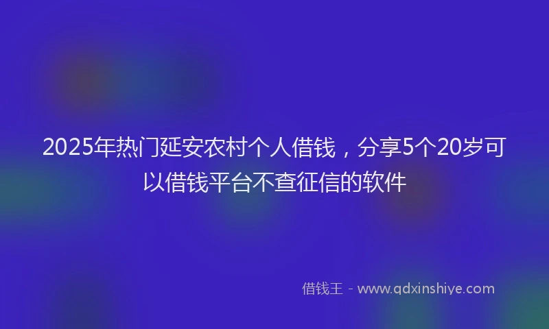 2025年热门延安农村个人借钱，分享5个20岁可以借钱平台不查征信的软件