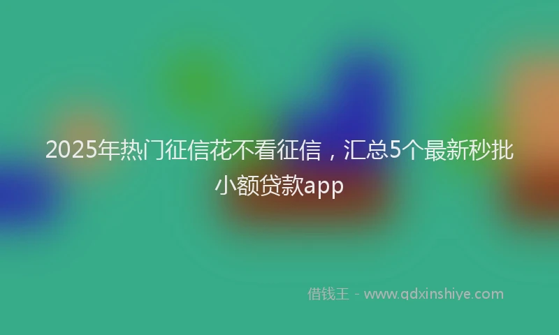 2025年热门征信花不看征信，汇总5个最新秒批小额贷款app
