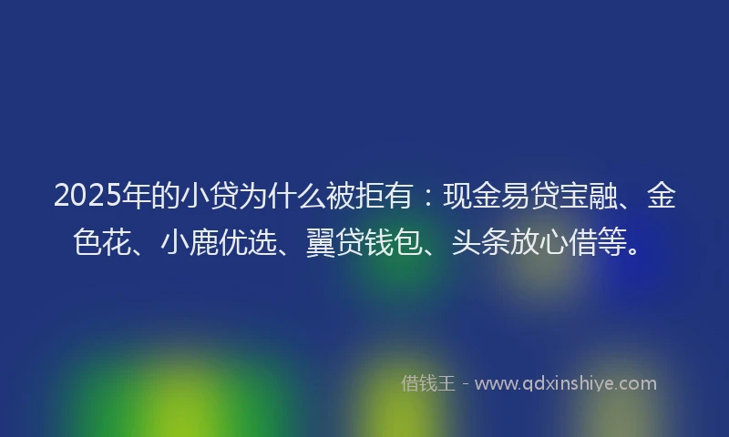 2025年的小贷为什么被拒有：现金易贷宝融、金色花、小鹿优选、翼贷钱包、头条放心借等。