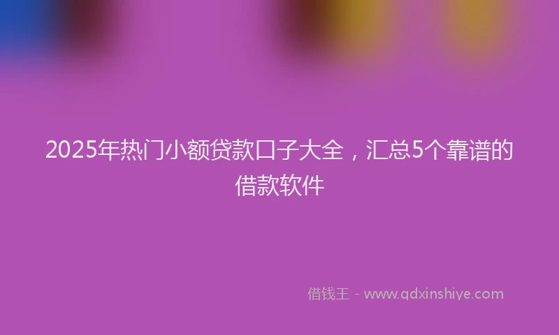 2025年热门小额贷款口子大全，汇总5个靠谱的借款软件