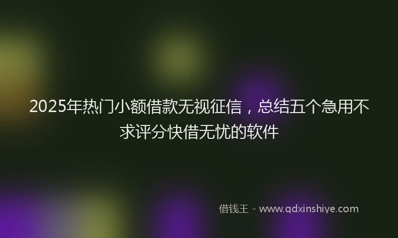 2025年热门小额借款无视征信，总结五个急用不求评分快借无忧的软件