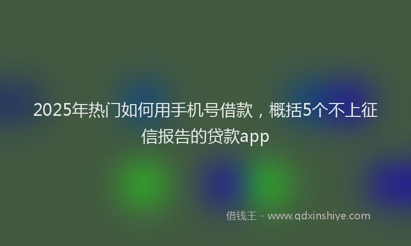 2025年热门如何用手机号借款，概括5个不上征信报告的贷款app