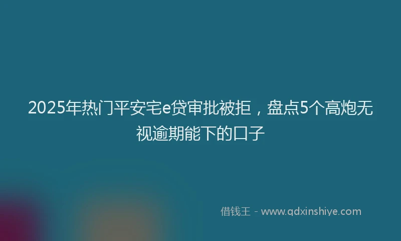 2025年热门平安宅e贷审批被拒，盘点5个高炮无视逾期能下的口子