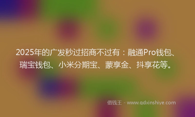 2025年的广发秒过招商不过有：融通Pro钱包、瑞宝钱包、小米分期宝、蒙享金、抖享花等。