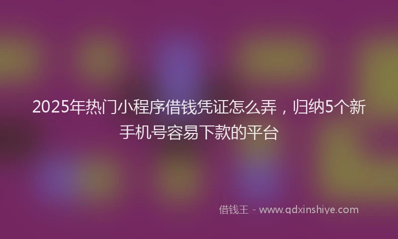 2025年热门小程序借钱凭证怎么弄，归纳5个新手机号容易下款的平台