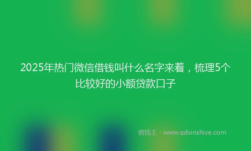 2025年热门微信借钱叫什么名字来着，梳理5个比较好的小额贷款口子