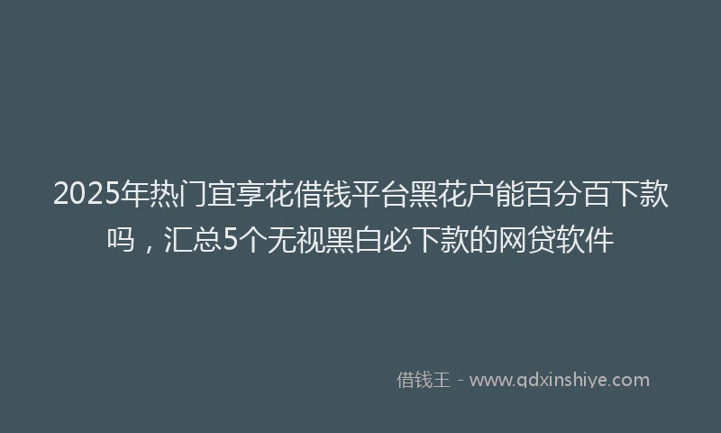 2025年热门宜享花借钱平台黑花户能百分百下款吗，汇总5个无视黑白必下款的网贷软件